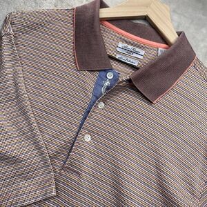 Alan Flusser Golf Striped Multi-color Polo Shirt Men's Size L